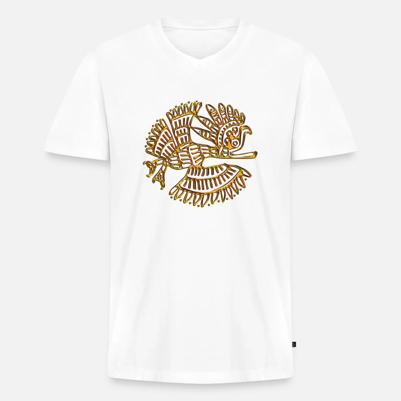 INDIAN EAGLE - Männer Premium Bio T-Shirt mit V-Ausschnitt - Weiß