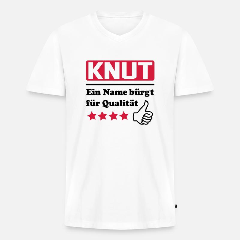 knut - Männer Premium Bio T-Shirt mit V-Ausschnitt - Weiß