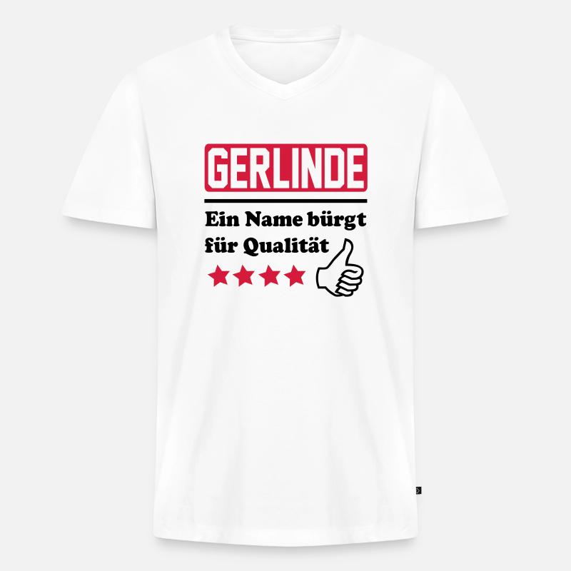 gerlinde - Männer Premium Bio T-Shirt mit V-Ausschnitt - Weiß