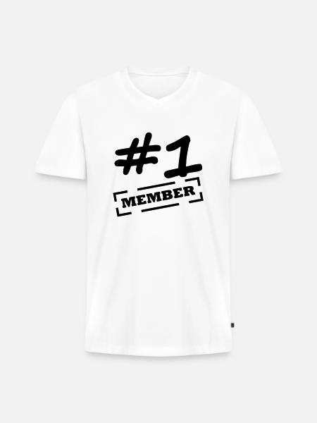 nummer 1 member - Männer Premium Bio T-Shirt mit V-Ausschnitt - Weiß