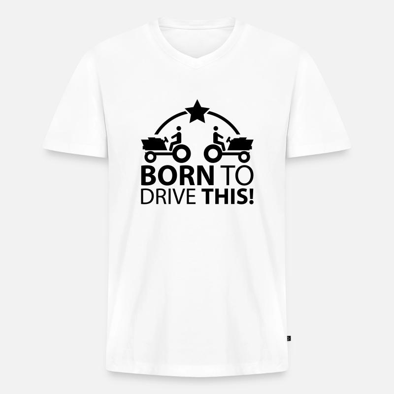 traktor_born_2_drive_pp1 - Männer Premium Bio T-Shirt mit V-Ausschnitt - Weiß