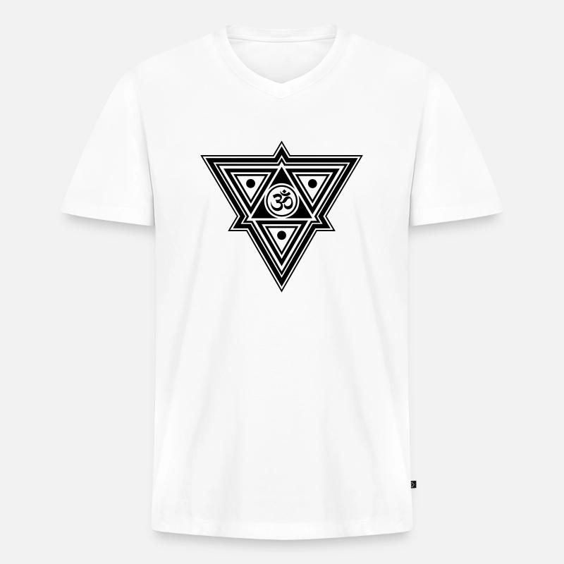 Om Aum 2 goa - Männer Premium Bio T-Shirt mit V-Ausschnitt - Weiß