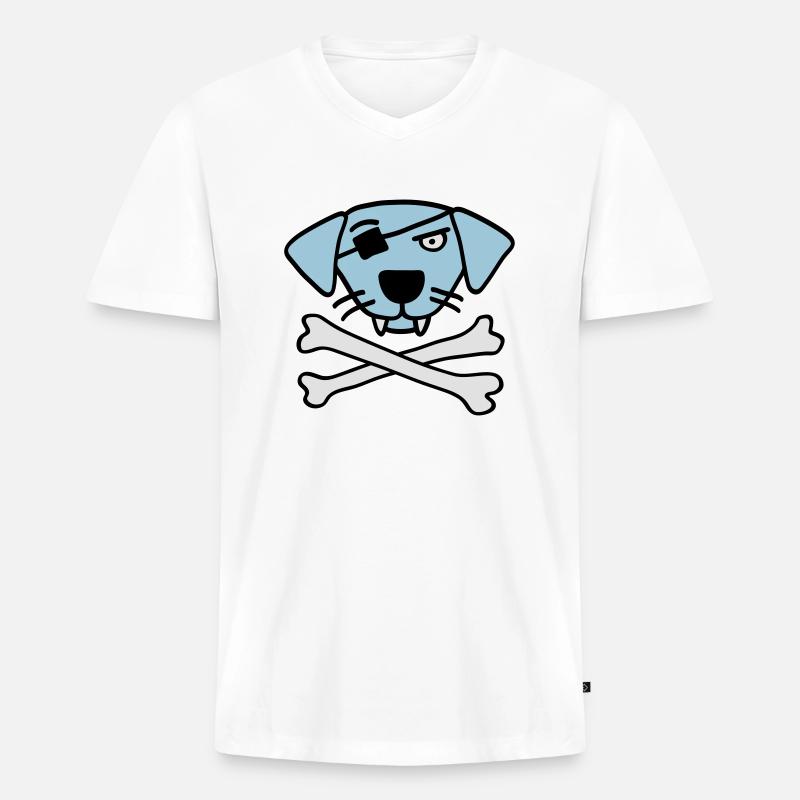 pirate_dog_042013_a_3c - Männer Premium Bio T-Shirt mit V-Ausschnitt - Weiß