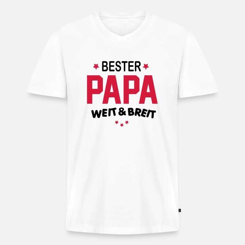 besterpapa - Männer Premium Bio T-Shirt mit V-Ausschnitt - Weiß