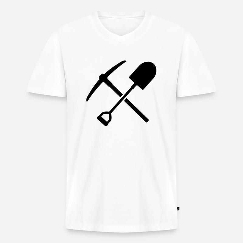 Bergbau - Männer Premium Bio T-Shirt mit V-Ausschnitt - Weiß