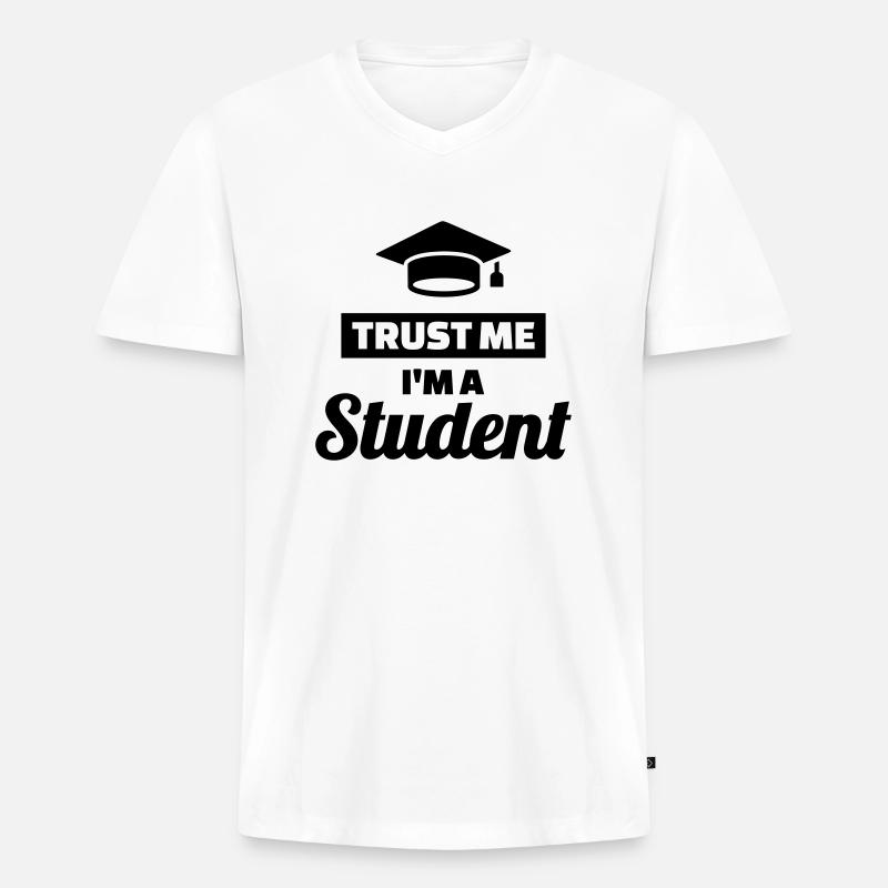 Student - Männer Premium Bio T-Shirt mit V-Ausschnitt - Weiß