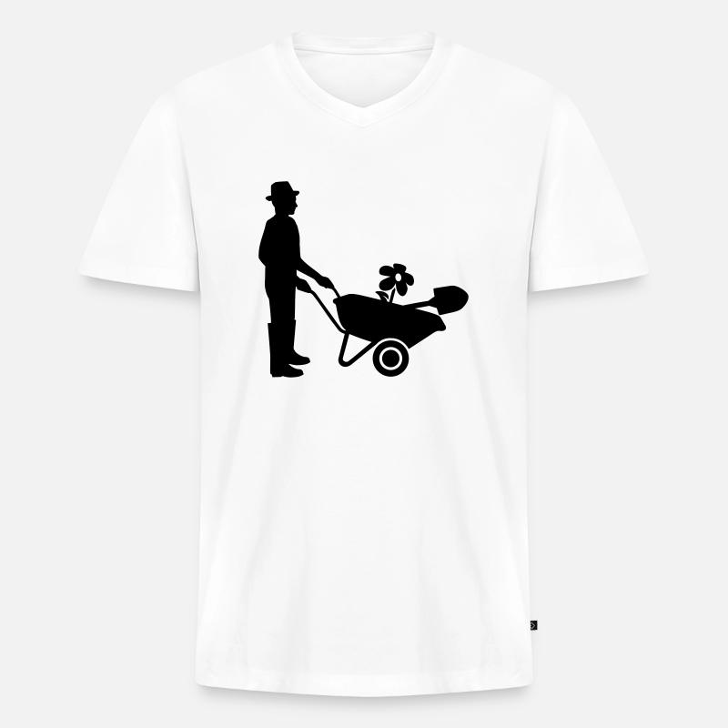 Gärtner - Männer Premium Bio T-Shirt mit V-Ausschnitt - Weiß