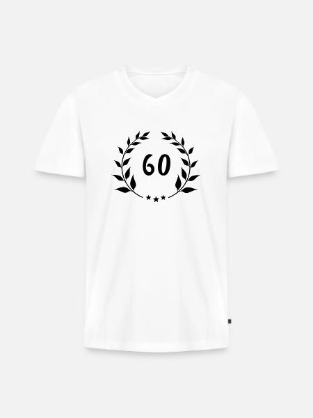 Meilenstein 60 - Männer Premium Bio T-Shirt mit V-Ausschnitt - Weiß