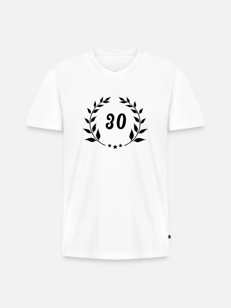 Milestone 30 - Men's Premium Organic T-shirt with V-neck - white