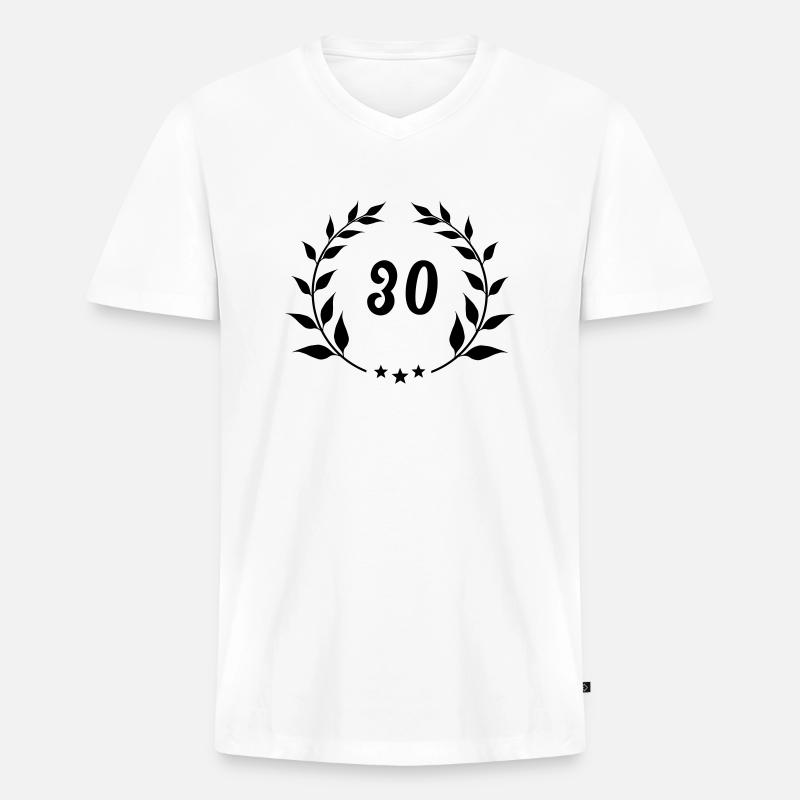 Meilenstein 30 - Männer Premium Bio T-Shirt mit V-Ausschnitt - Weiß