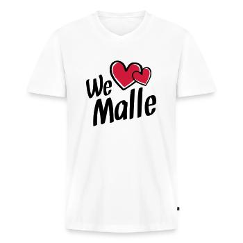 we love malle hearts - Männer Premium Bio T-Shirt mit V-Ausschnitt - Weiß - Vorne - Nico (187cm)