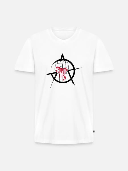 Bloody fist logo - Men's Premium Organic T-shirt with V-neck - white