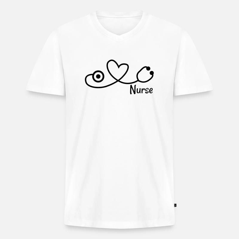 Krankenschwester auf Englisch - Männer Premium Bio T-Shirt mit V-Ausschnitt - Weiß
