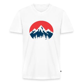 Chemise de randonnée pour grimpeurs et alpinistes - T-shirt encolure en V Premium bio Homme - blanc - Devant - Nico (187cm)