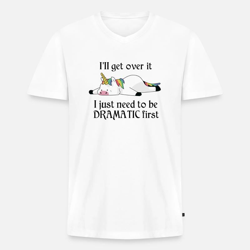 Dramatic Unicorn - Männer Premium Bio T-Shirt mit V-Ausschnitt - Weiß