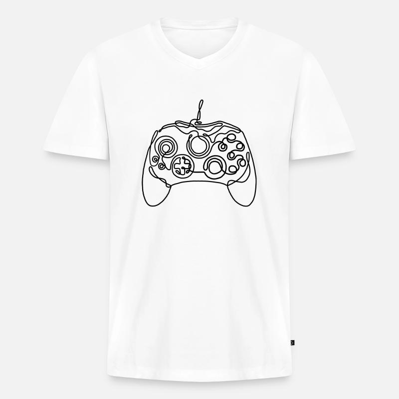 Gamer Zocker Controller Geschenk - Männer Premium Bio T-Shirt mit V-Ausschnitt - Weiß