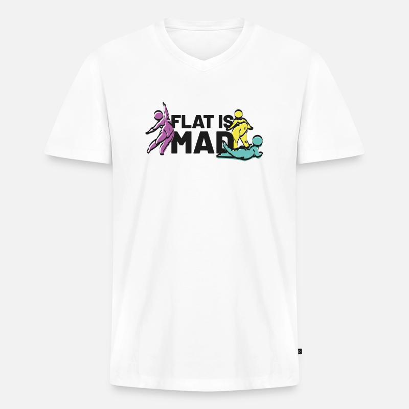 flat is mad - Männer Premium Bio T-Shirt mit V-Ausschnitt - Weiß
