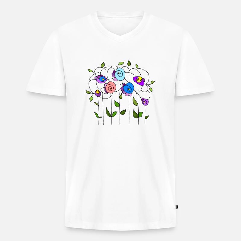 Blumen - Männer Premium Bio T-Shirt mit V-Ausschnitt - Weiß