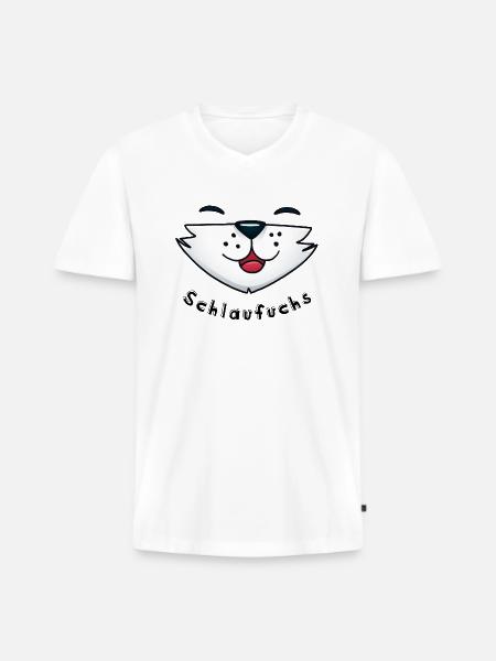 Schlaufuchs - smart - schlau - clever - Männer Premium Bio T-Shirt mit V-Ausschnitt - Weiß