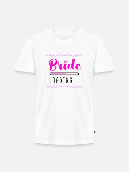 Bride Loading - Men's Premium Organic T-shirt with V-neck - white