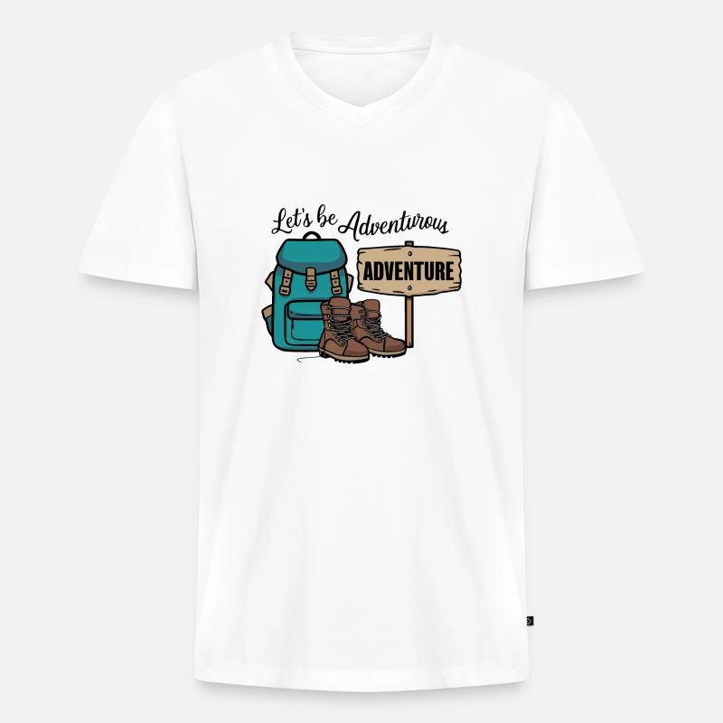 Lass uns abenteuerlich sein. - Männer Premium Bio T-Shirt mit V-Ausschnitt - Weiß