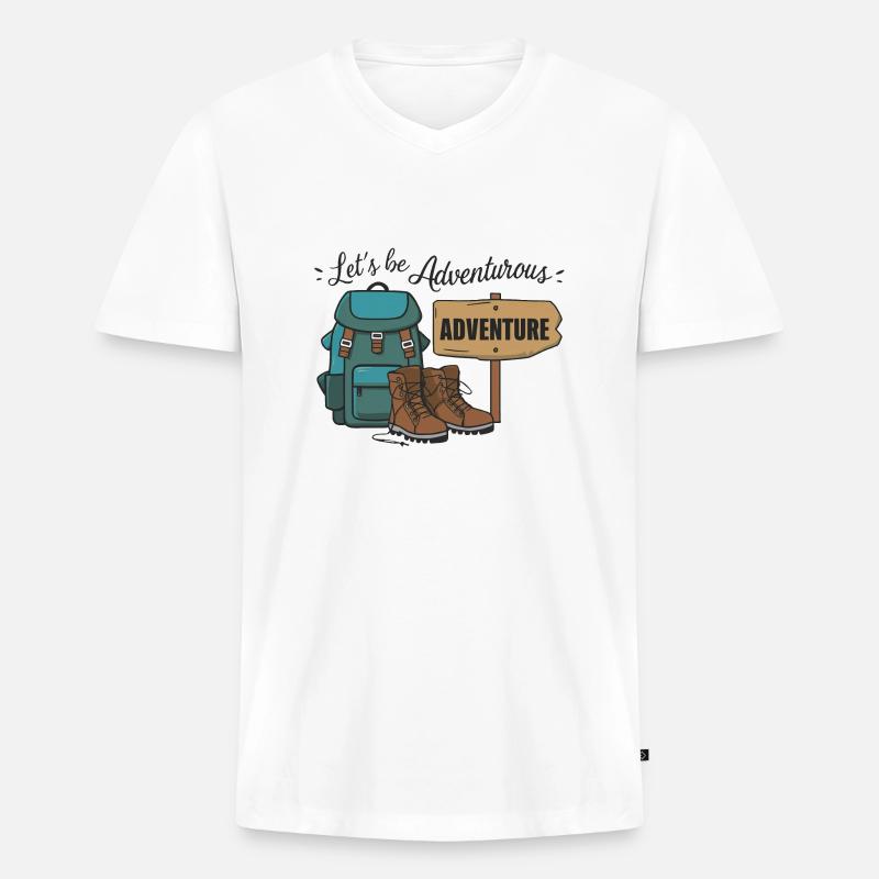 Lass uns abenteuerlich sein. - Männer Premium Bio T-Shirt mit V-Ausschnitt - Weiß