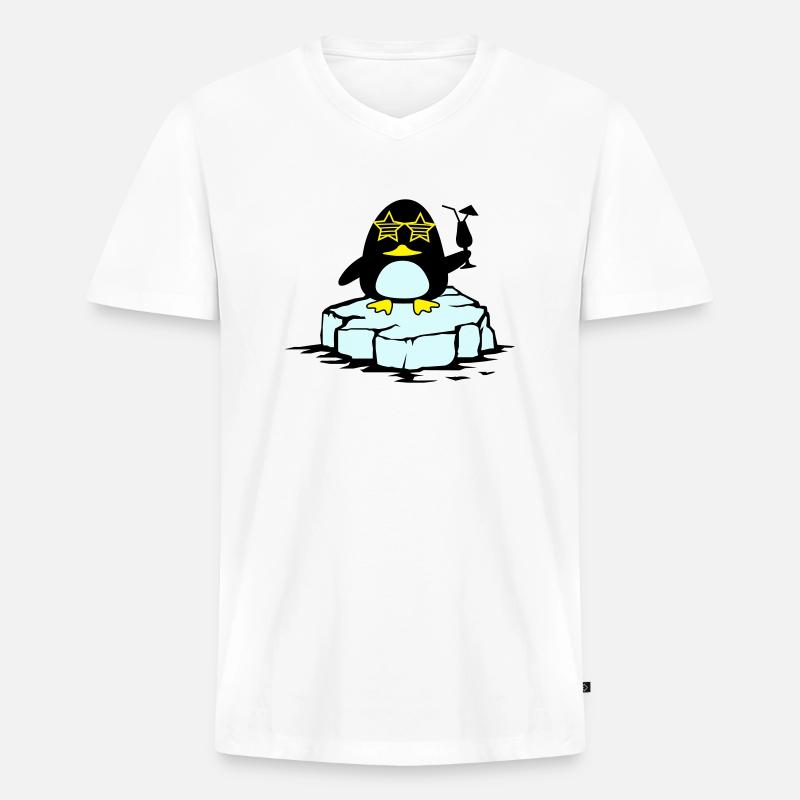 beach pinguin eisscholle - Männer Premium Bio T-Shirt mit V-Ausschnitt - Weiß