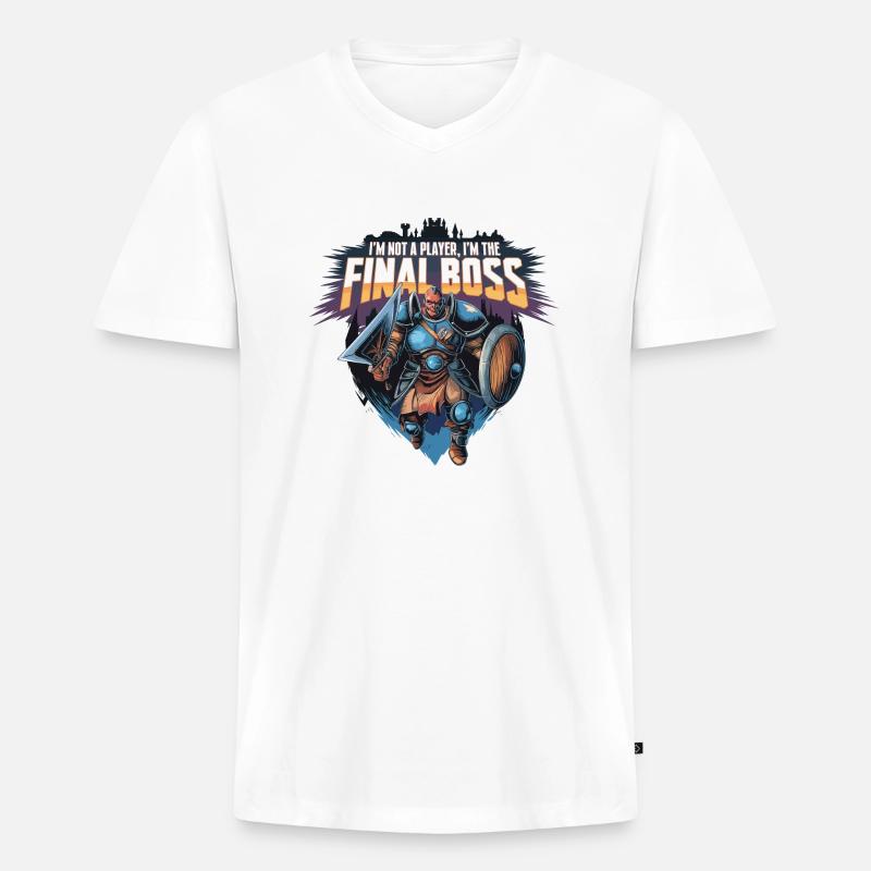 I'm the FinalBoss – Mächtiger Charakter - Männer Premium Bio T-Shirt mit V-Ausschnitt - Weiß