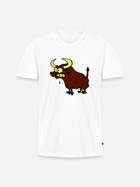 Wütender Stier - Männer Premium Bio T-Shirt mit V-Ausschnitt - Weiß