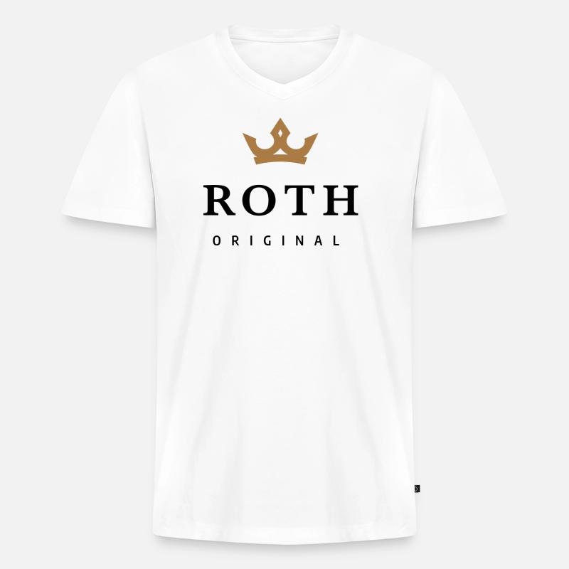 Roth - Männer Premium Bio T-Shirt mit V-Ausschnitt - Weiß