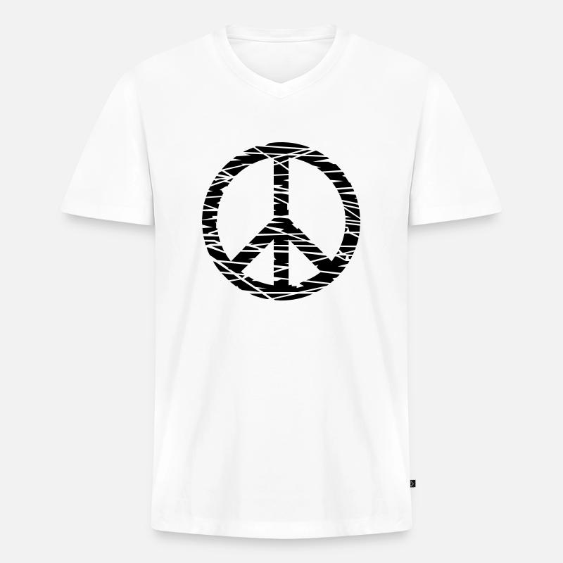Frieden / peace (grunge, 1c) - Männer Premium Bio T-Shirt mit V-Ausschnitt - Weiß
