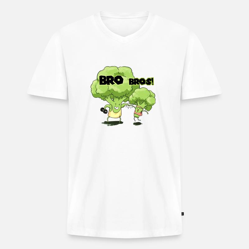 Bro Bros - Männer Premium Bio T-Shirt mit V-Ausschnitt - Weiß