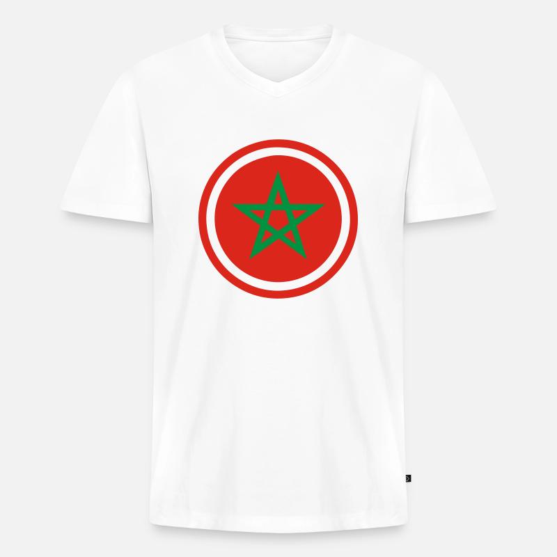Marokko Emblem - Männer Premium Bio T-Shirt mit V-Ausschnitt - Weiß