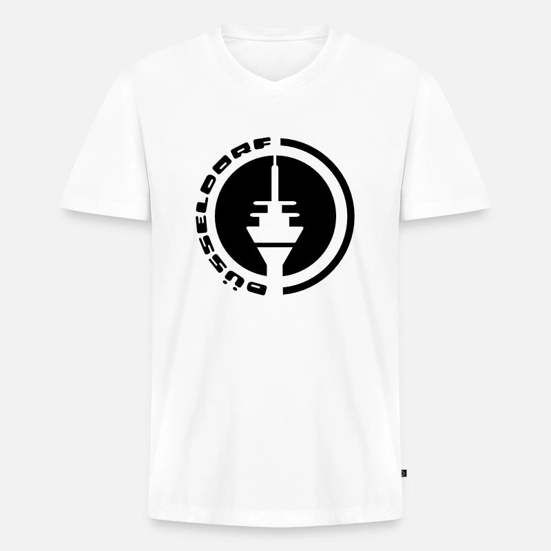 Düsseldorf Fernsehturm Emblem - Männer Premium Bio T-Shirt mit V-Ausschnitt - Weiß