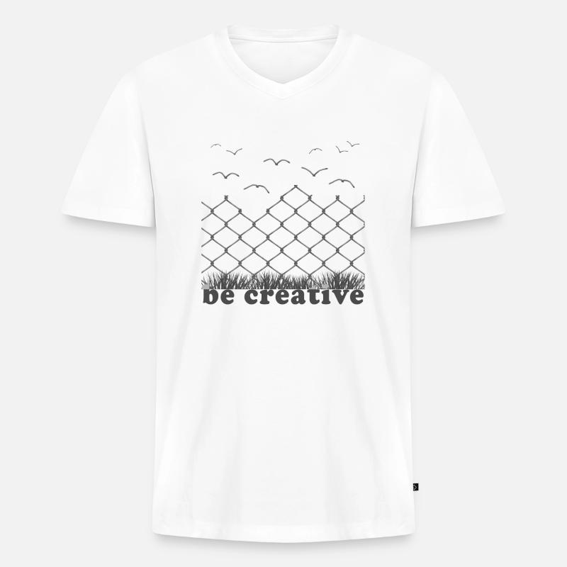 be creative - Männer Premium Bio T-Shirt mit V-Ausschnitt - Weiß