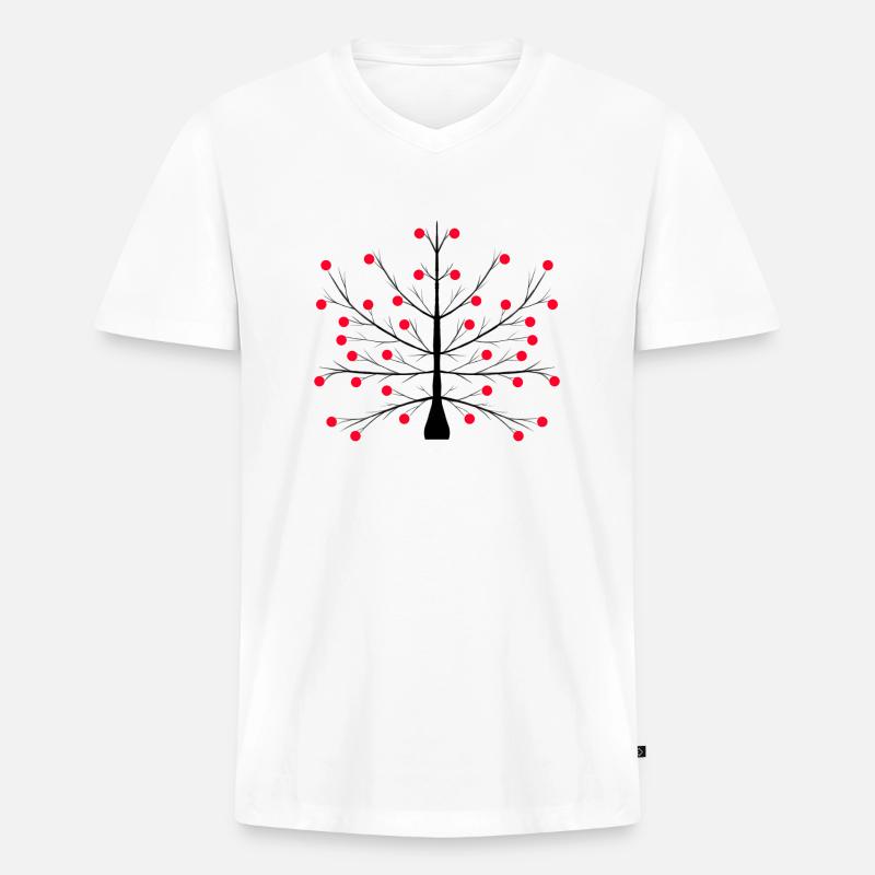 Weihnachtsbaum Weihnachten Baum Rot Geschenk - Männer Premium Bio T-Shirt mit V-Ausschnitt - Weiß