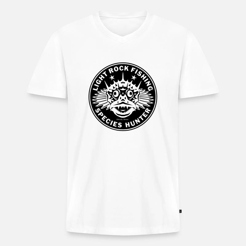 LRF-Artenjäger Logo 01 - Männer Premium Bio T-Shirt mit V-Ausschnitt - Weiß
