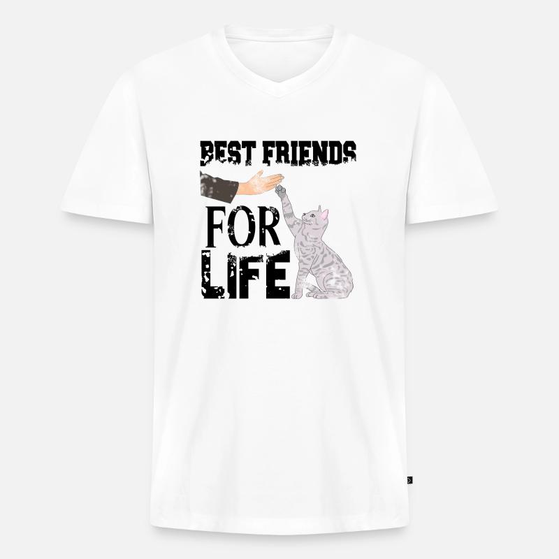 Katze Katzen - Männer Premium Bio T-Shirt mit V-Ausschnitt - Weiß