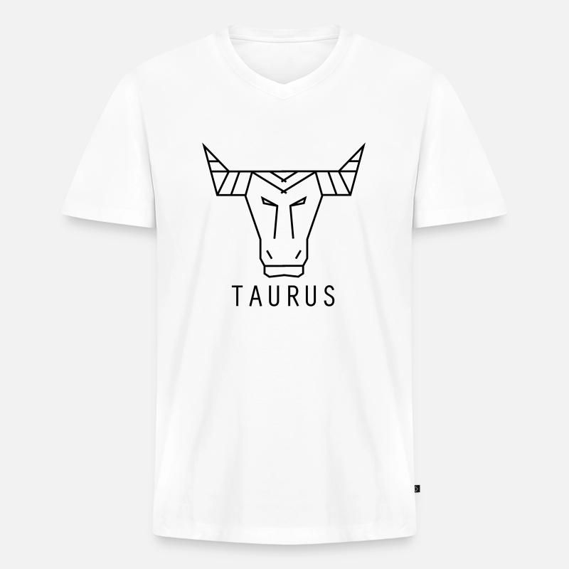 Stier - Männer Premium Bio T-Shirt mit V-Ausschnitt - Weiß