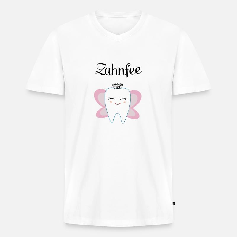 zahnfee 2 - Männer Premium Bio T-Shirt mit V-Ausschnitt - Weiß