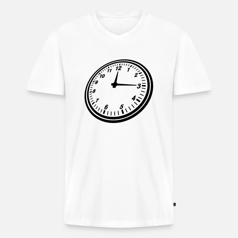 clock_design_yu1 - Männer Premium Bio T-Shirt mit V-Ausschnitt - Weiß