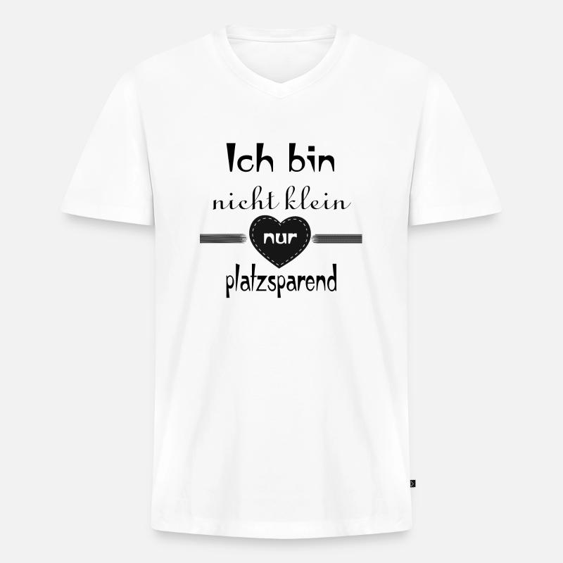 Ich bin nicht klein - Männer Premium Bio T-Shirt mit V-Ausschnitt - Weiß