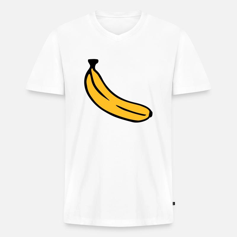 Banane - Männer Premium Bio T-Shirt mit V-Ausschnitt - Weiß