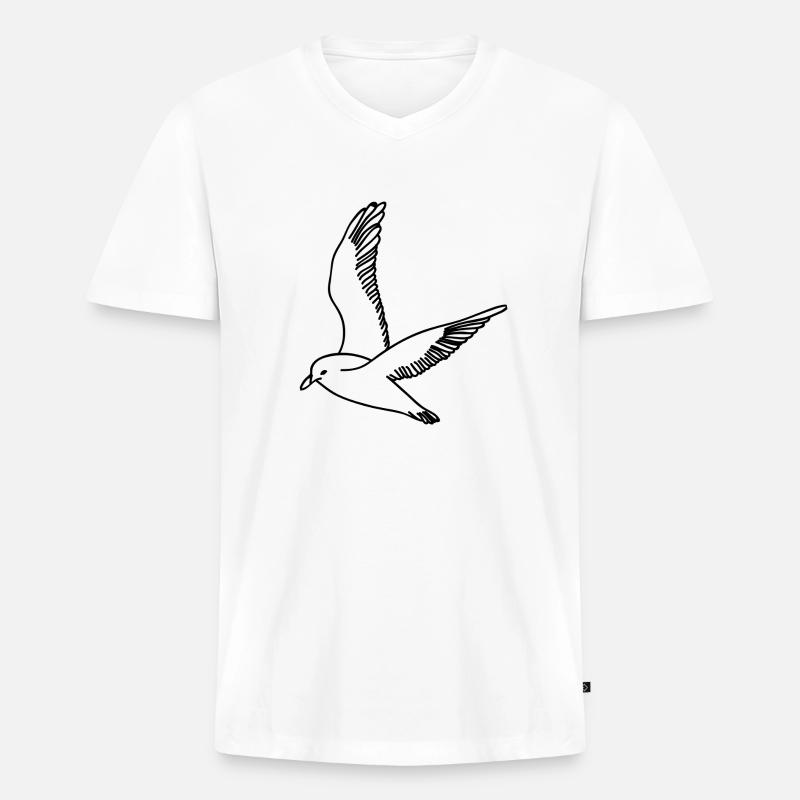 Möwe - Männer Premium Bio T-Shirt mit V-Ausschnitt - Weiß