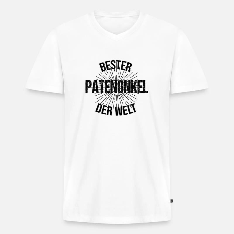 Bester Patenonkel der Welt Geschenkidee - Männer Premium Bio T-Shirt mit V-Ausschnitt - Weiß