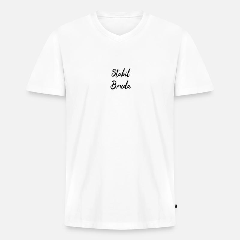 Stabil Bruda - Männer Premium Bio T-Shirt mit V-Ausschnitt - Weiß