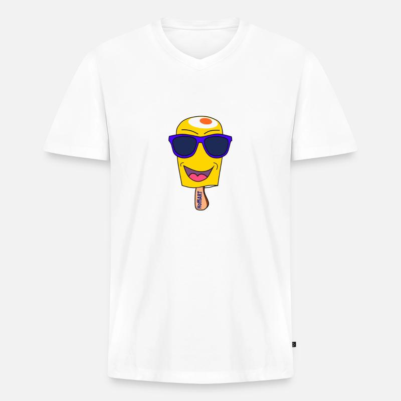 Cool Summer - trendy ice - Männer Premium Bio T-Shirt mit V-Ausschnitt - Weiß