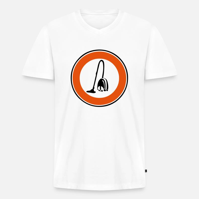 Staubsauger verboten Panel - Männer Premium Bio T-Shirt mit V-Ausschnitt - Weiß