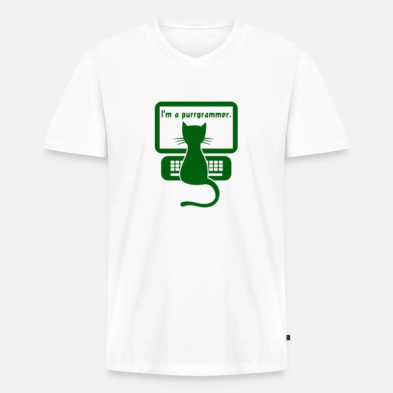 I`m a programmer cat Geschenk - Männer Premium Bio T-Shirt mit V-Ausschnitt - Weiß