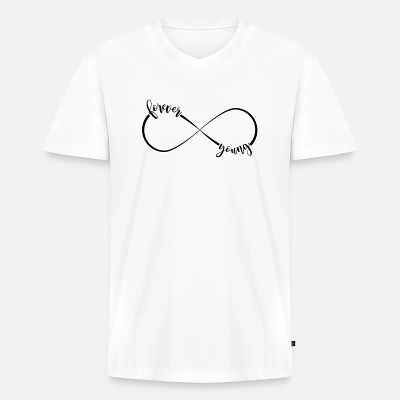 forever young - Unendlichkeitszeichen - Männer Premium Bio T-Shirt mit V-Ausschnitt - Weiß